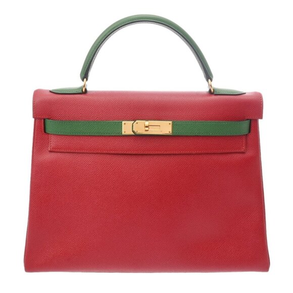 HERMES Kelly 32 Outside stitching 2WAY Bicolor Rouge vif/Green 800000138022000 - Picture 1 of 10